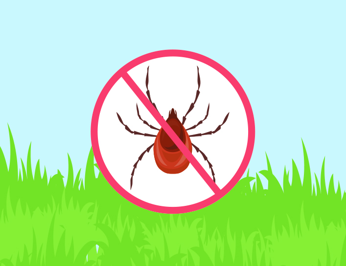 Illustration of a tick inside a red prohibition symbol.