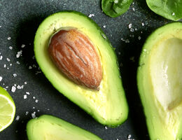 Sliced avocado halves.