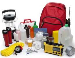 An assortment of emergency supplies. 